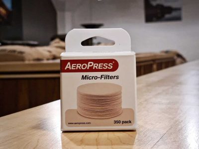 A pack of paper filters for the Aeropress coffee brewer