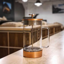 A copper and glass french press